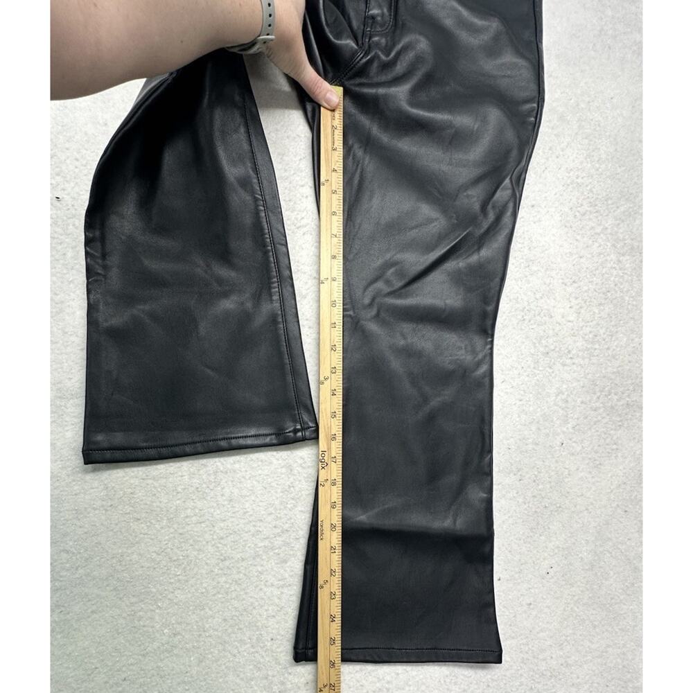 Good American Size 12 Good Legs Cropped Mini Boot Faux Leather Pants Black - Picture 7 of 12